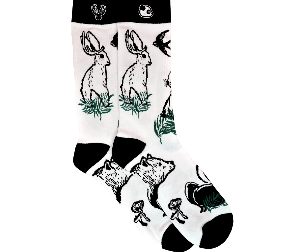 Pair of bamboo fibers socks with Whitetail Skateboards x BABOU Style  patterns Limited Edition